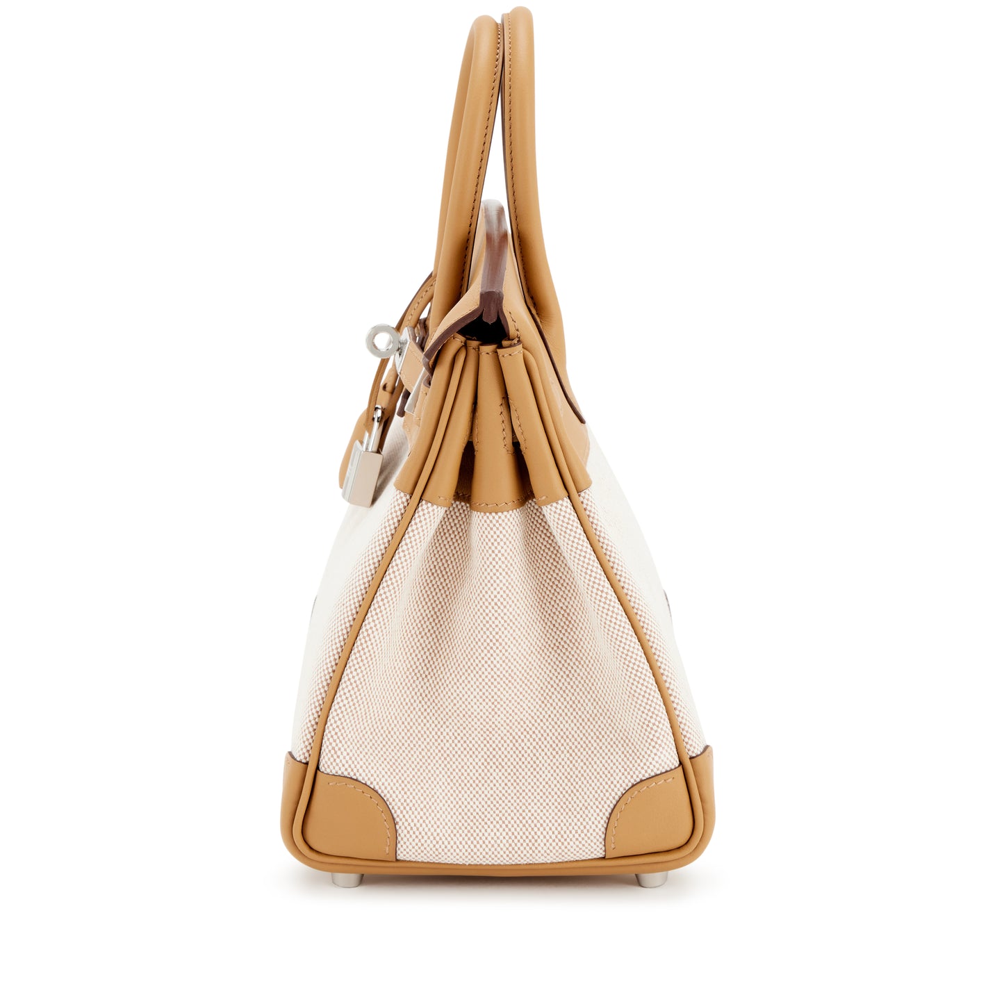 Hermès Birkin 25 – Biscuit Swift & Ecru Toile with Palladium Hardware