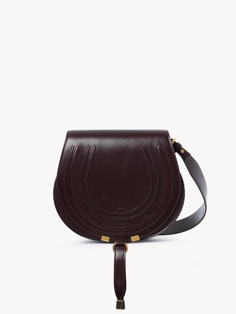CHLOE Marcie saddle bag in shiny leather Auburn Red by CHLOE
