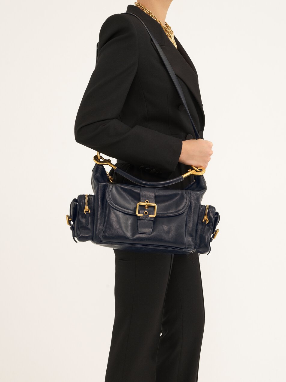 CHLOE Camera bag in shiny leather Evening Blue by CHLOE