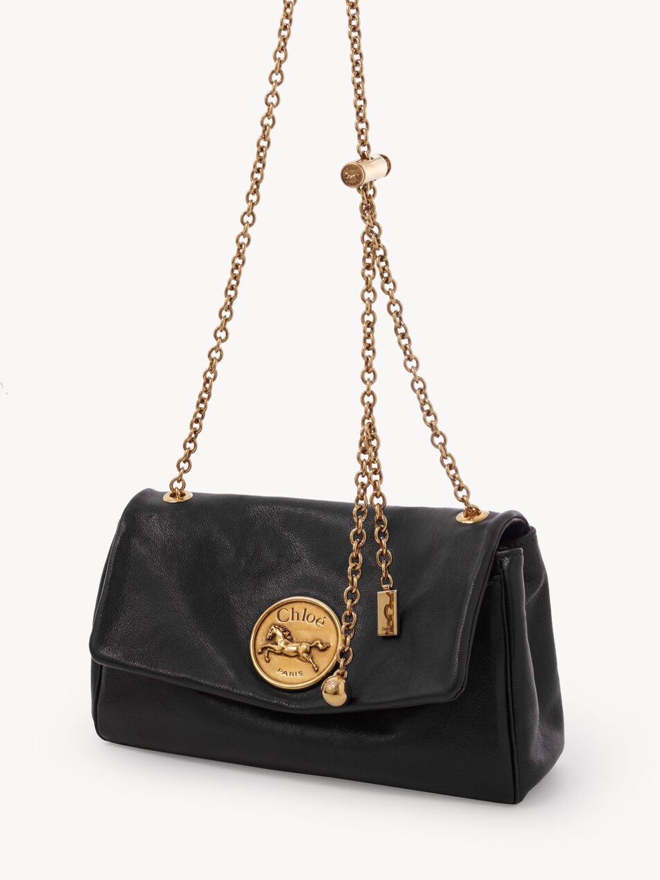 CHLOE Heritage shoulder bag in grained leather Black by CHLOE