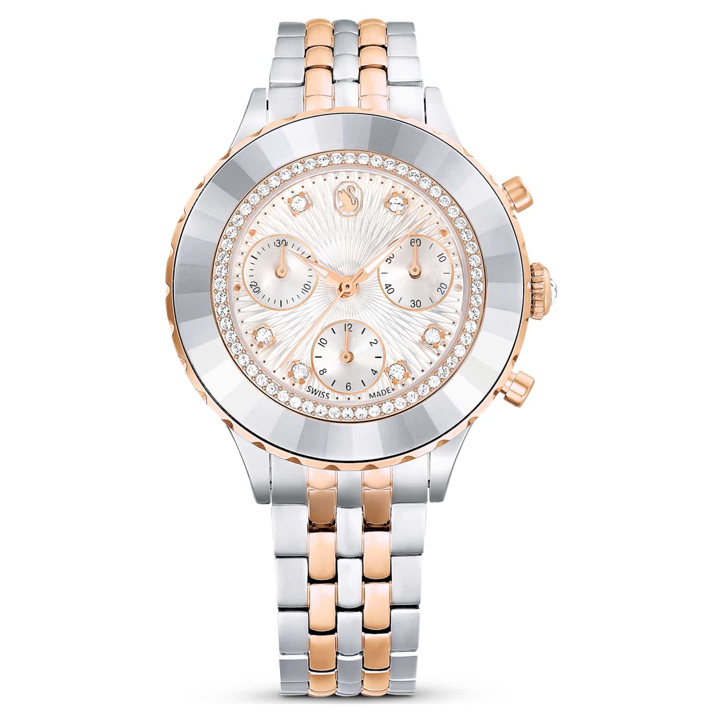 Octea chrono watch, Swiss Made, Metal bracelet, Rose gold tone, Mixed metal finish
