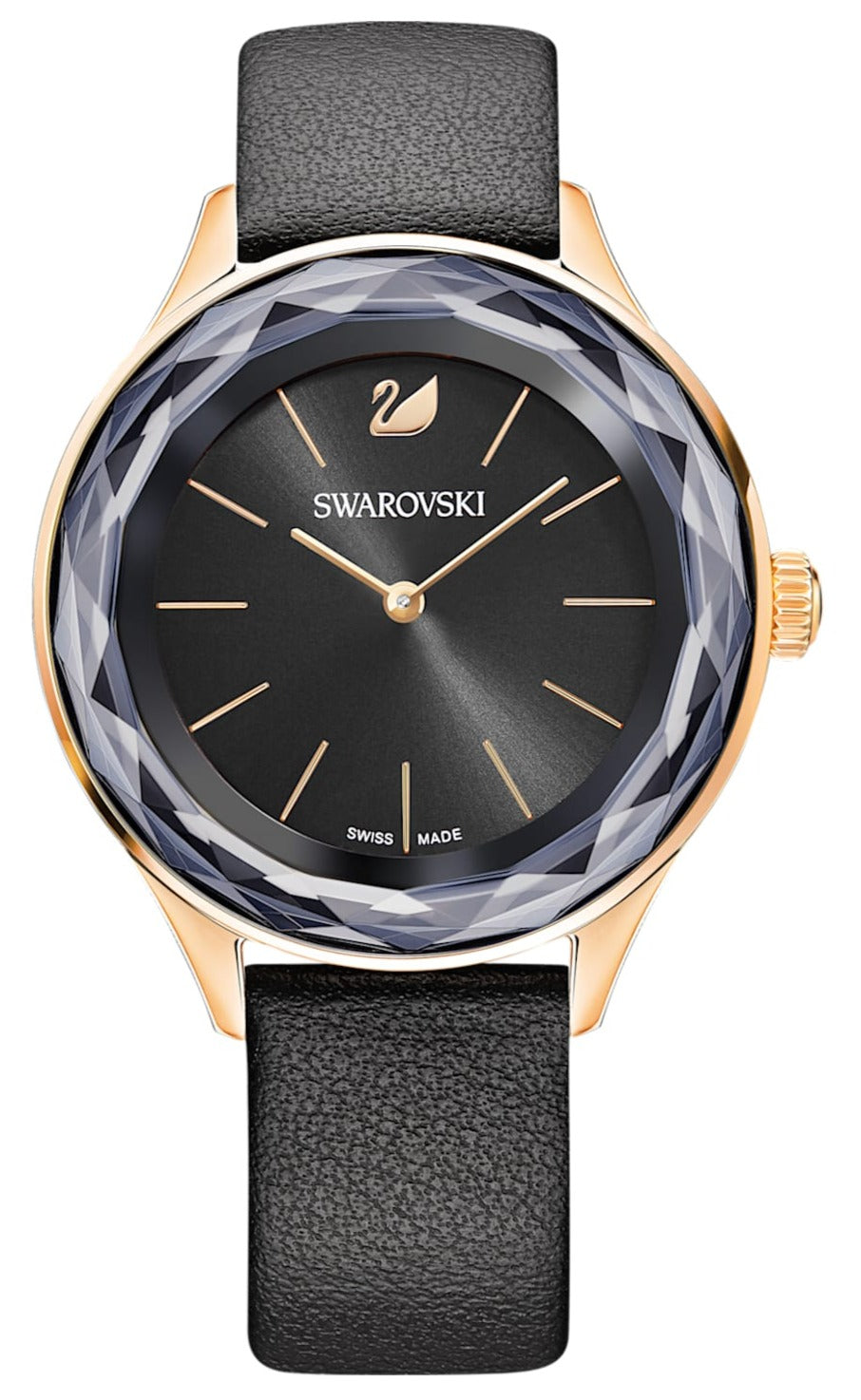 Swarovski Cosmopolitan watch, Leather strap, Black, Stainless Steel — product photo (5295358)