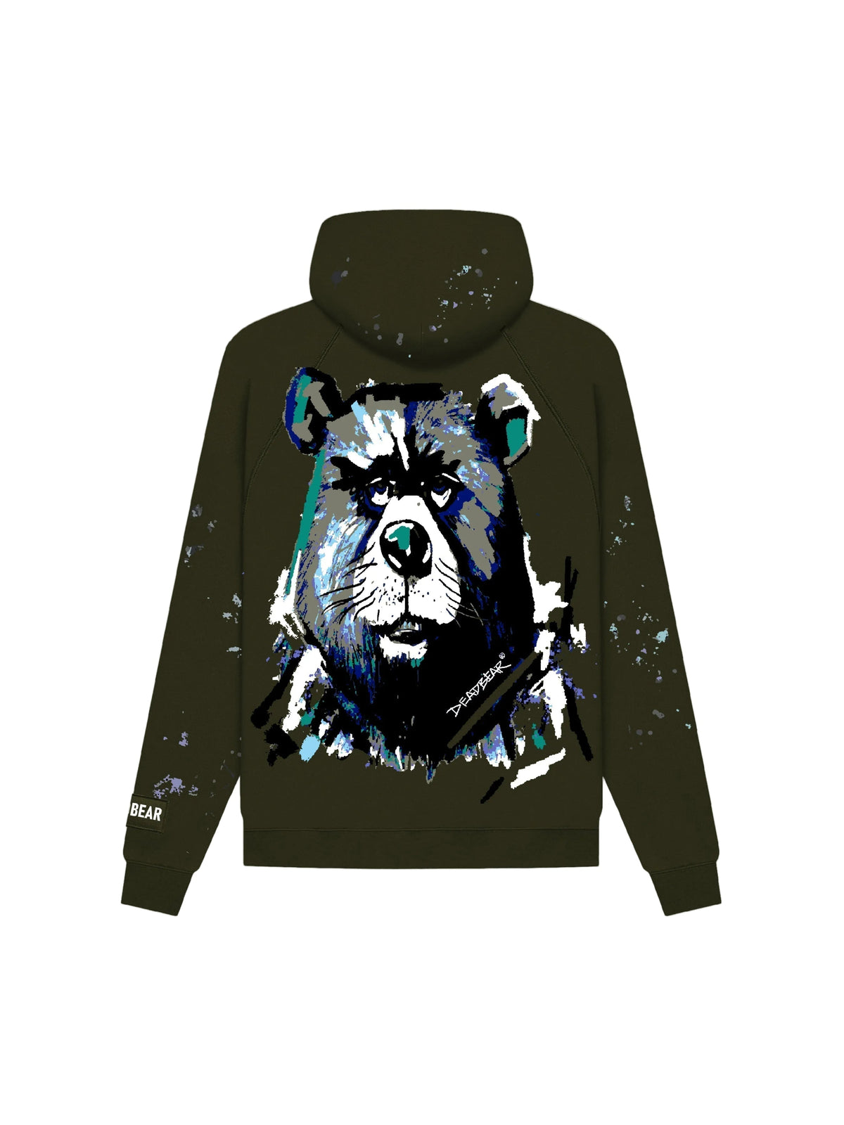 Grumpy Bear Hoodie Olive by DEADBEAR