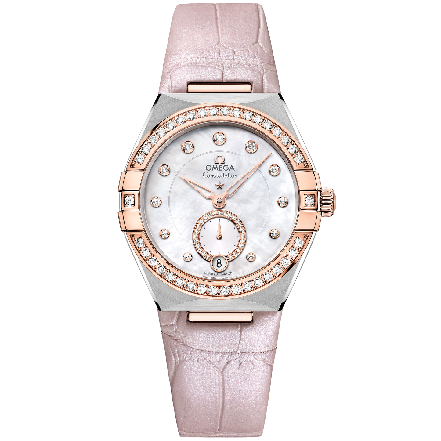 Constellation 34 mm, steel - Sedna™ gold on leather strap - 131.28.34.20.55.001