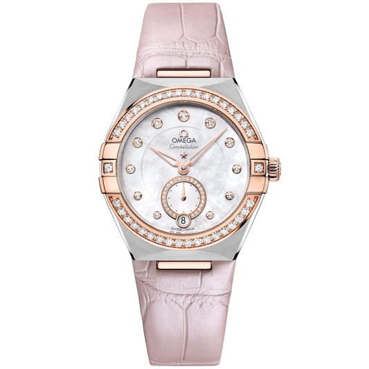 Constellation 34 mm, steel - Sedna™ gold on leather strap - 131.28.34.20.55.001
