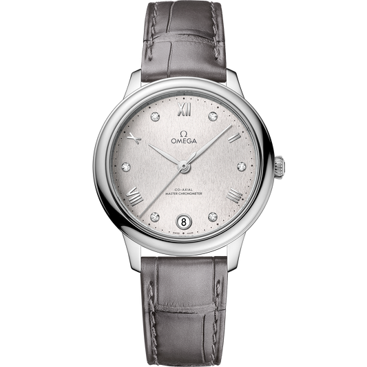 De Ville Prestige 34 mm, steel on leather strap - 434.13.34.20.52.001