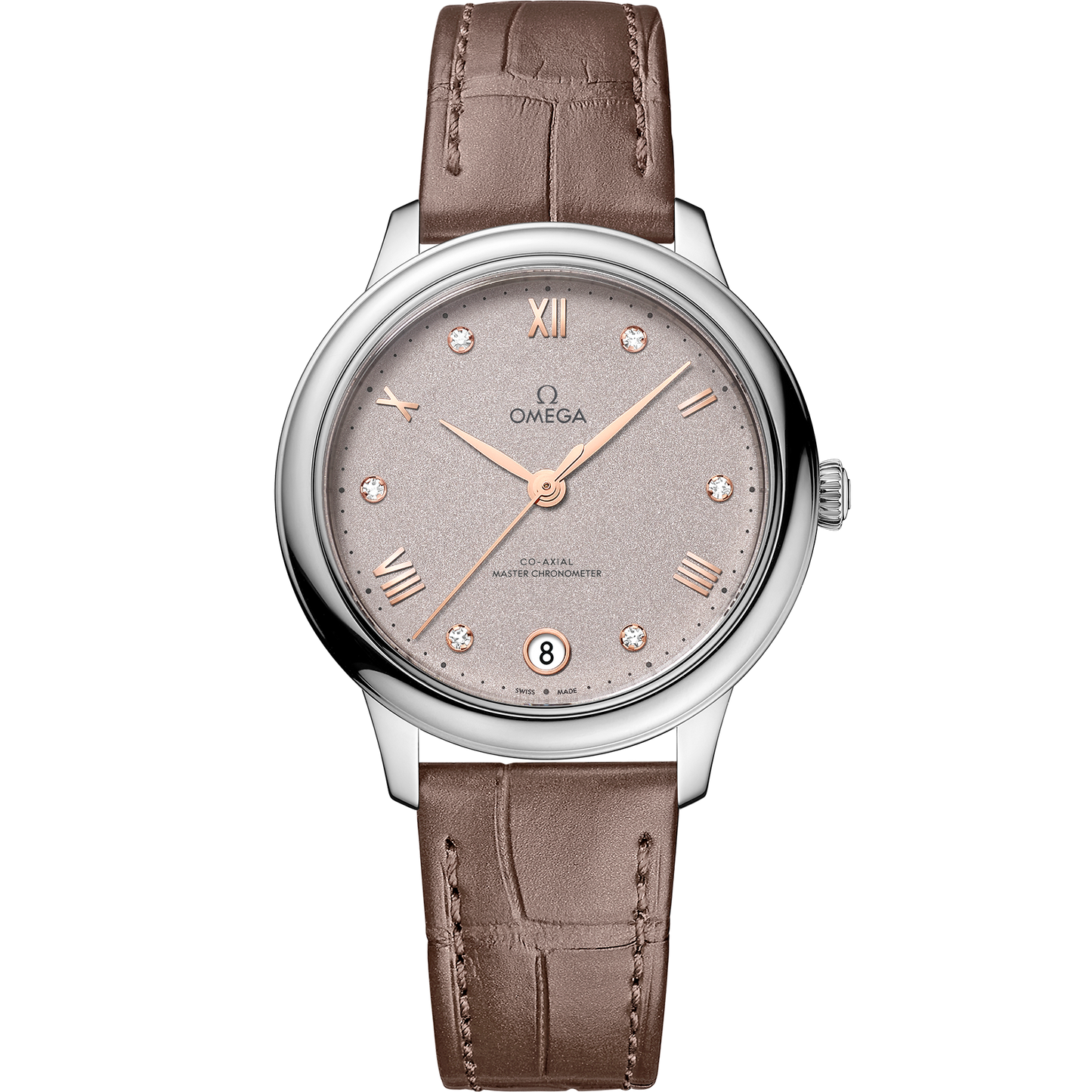 De Ville Prestige 34 mm, steel on leather strap - 434.13.34.20.52.002
