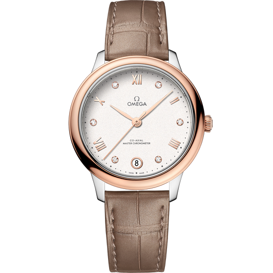 De Ville Prestige 34 mm, steel - Sedna™ gold on leather strap - 434.23.34.20.52.001