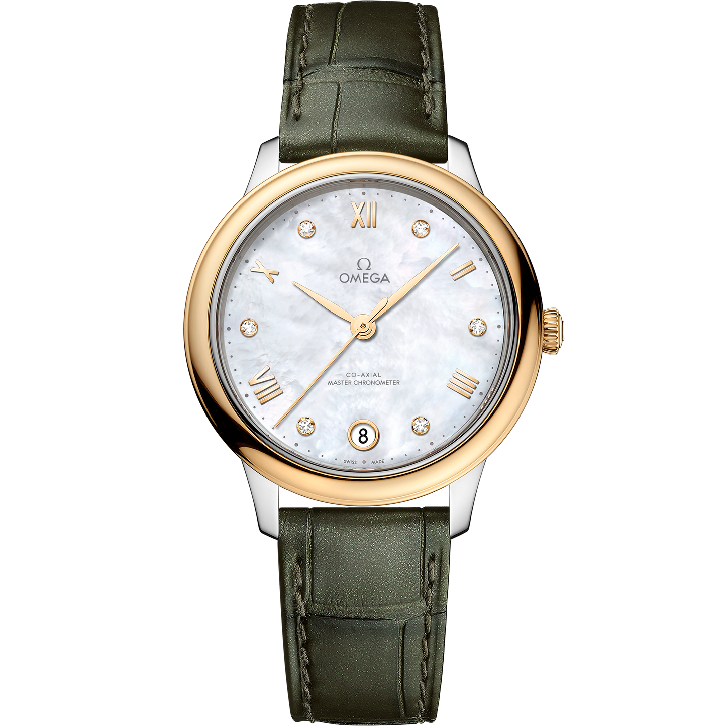 De Ville Prestige 34 mm, steel - yellow gold on leather strap - 434.23.34.20.55.002