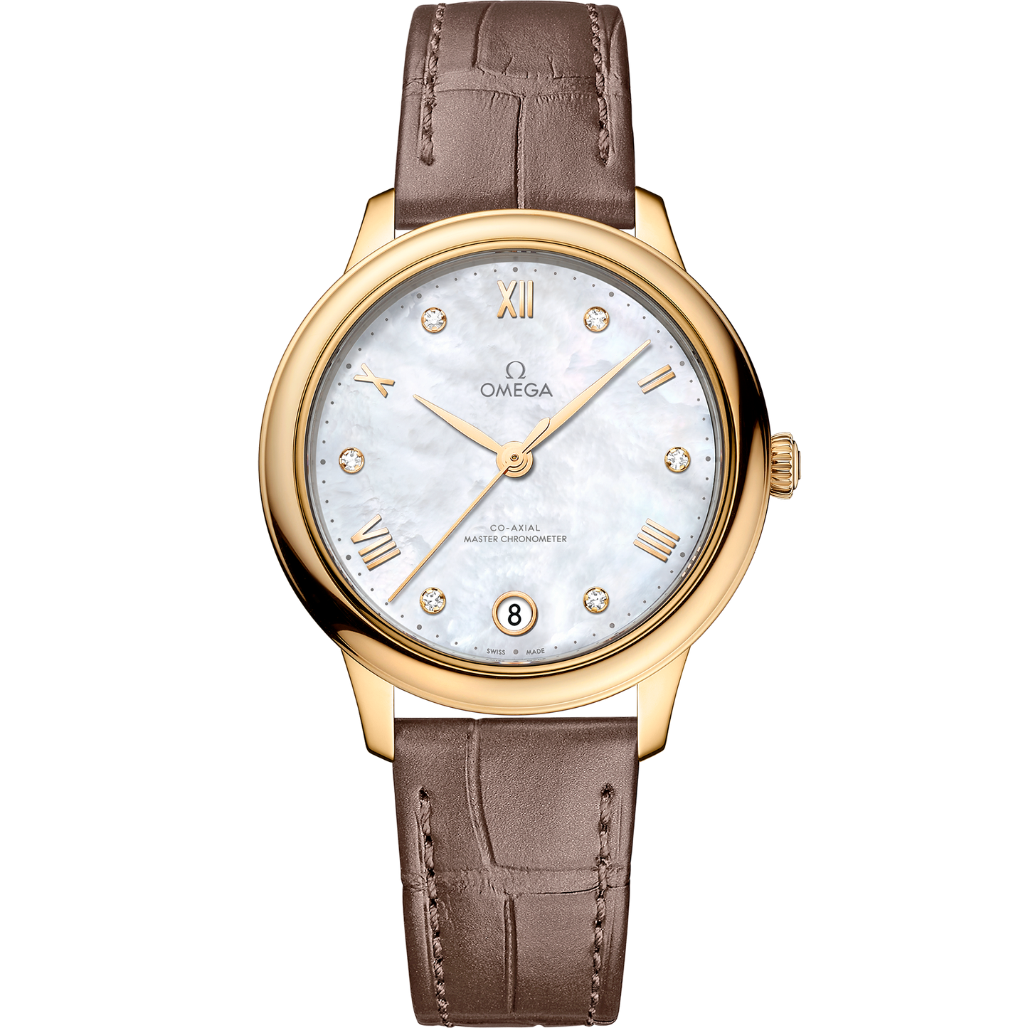 De Ville Prestige 34 mm, yellow gold on leather strap - 434.53.34.20.55.002