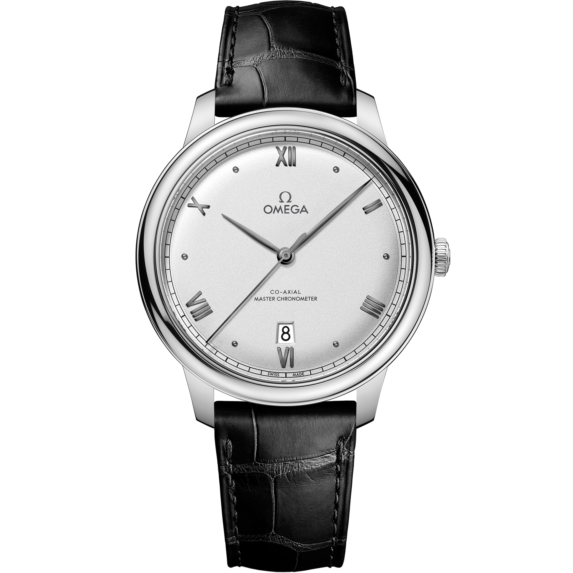 De Ville Prestige 40 mm, steel on leather strap - 434.13.40.20.02.001