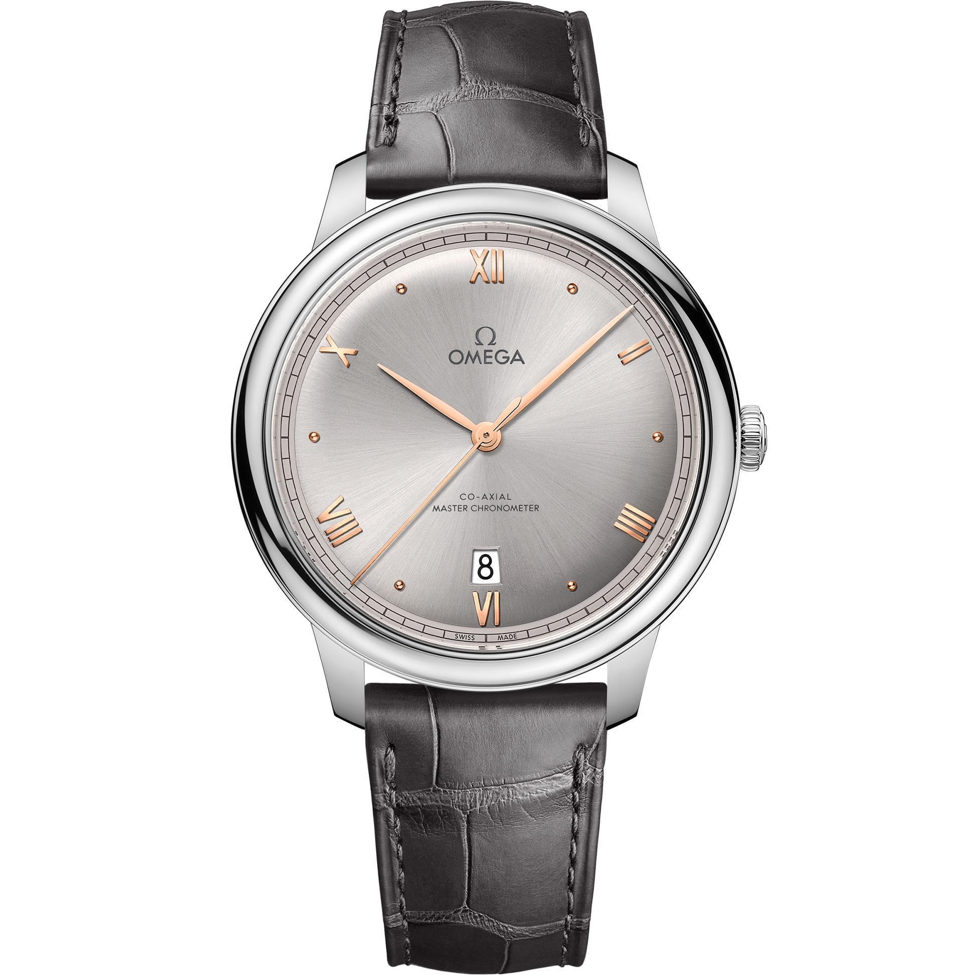 De Ville Prestige 40 mm, steel on leather strap - 434.13.40.20.06.001