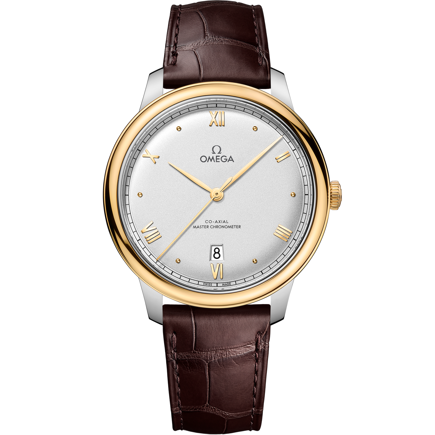 De Ville Prestige 40 mm, steel - yellow gold on leather strap - 434.23.40.20.02.002