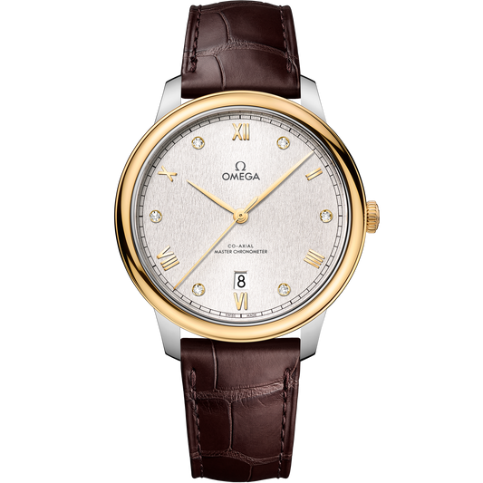 De Ville Prestige 40 mm, steel - yellow gold on leather strap - 434.23.40.20.52.001