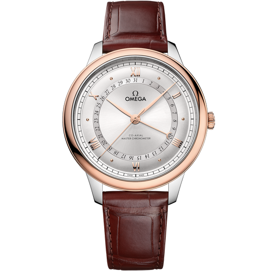 De Ville Prestige 42 mm, steel - Sedna™ gold on alligator - 434.23.42.22.02.001