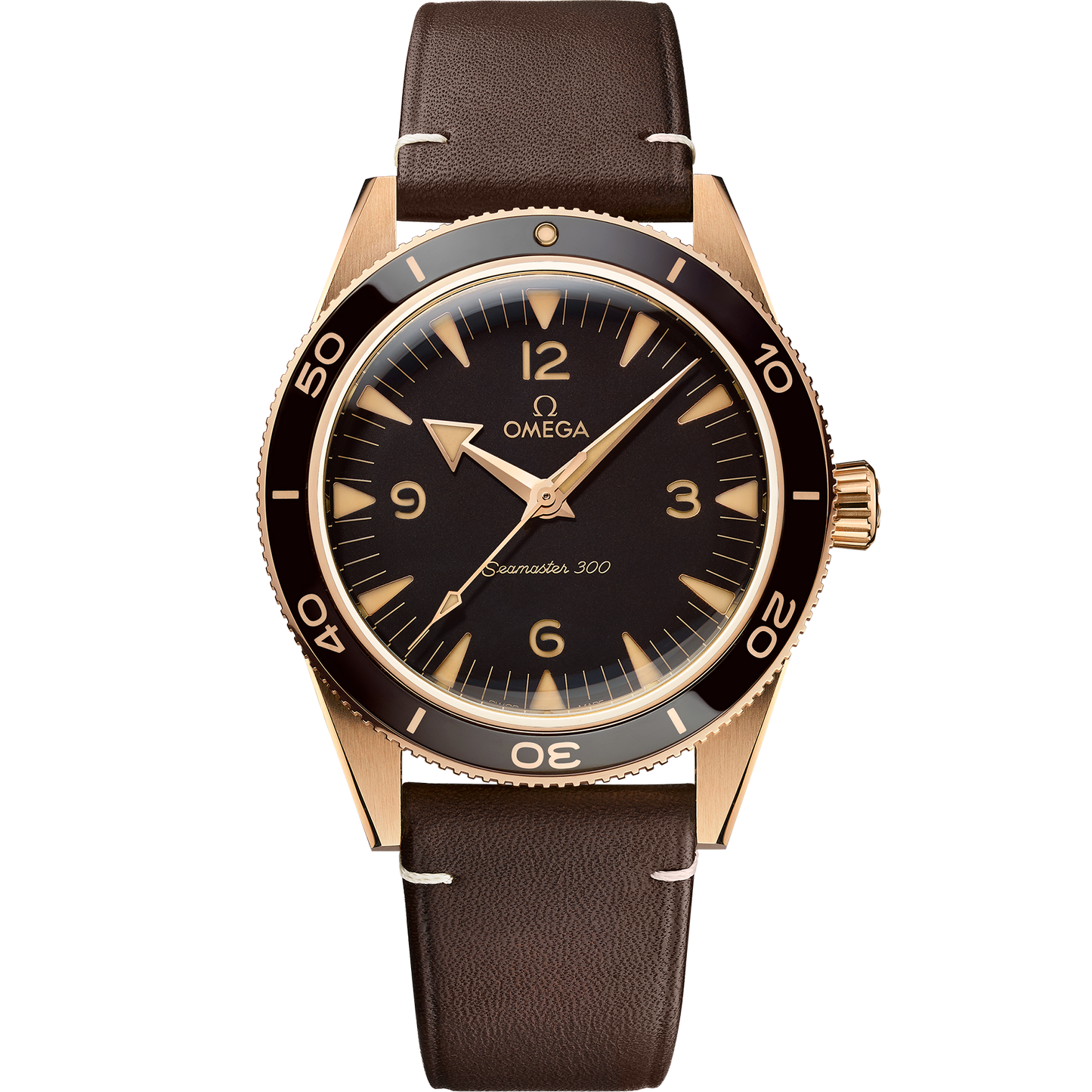 Seamaster 300 41 mm, Bronze gold on leather strap - 234.92.41.21.10.001