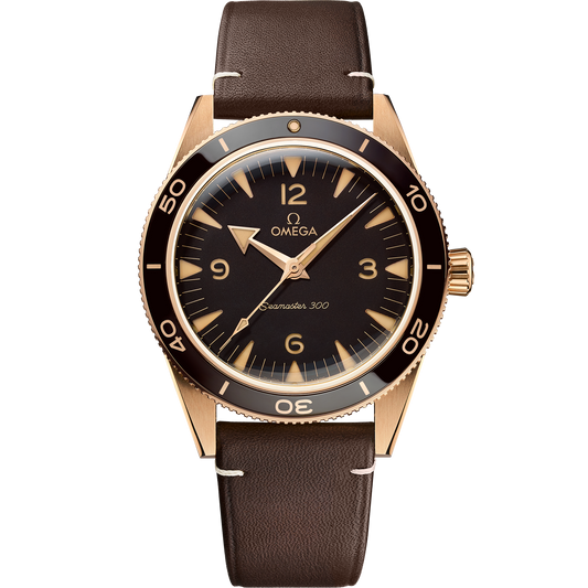 Seamaster 300 41 mm, Bronze gold on leather strap - 234.92.41.21.10.001