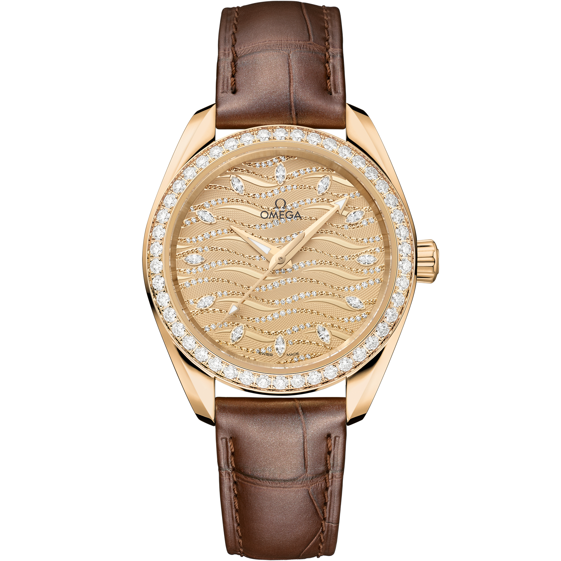Seamaster Aqua Terra 150M 34 mm, Moonshine™ gold on alligator - 220.58.34.20.99.008