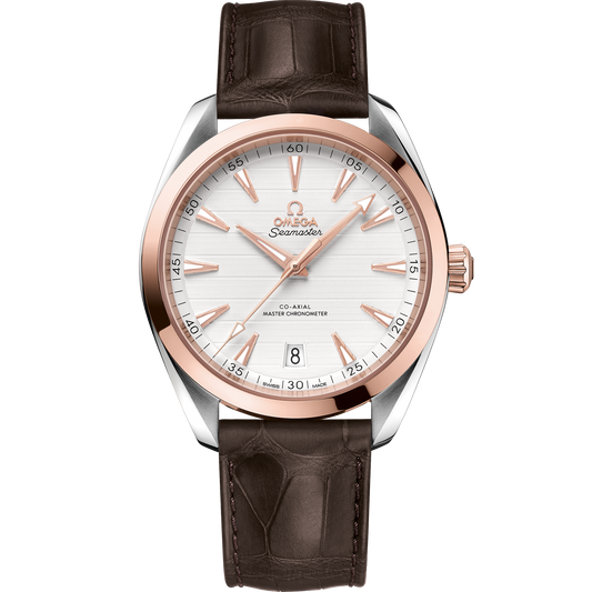 Seamaster Aqua Terra 150M 41 mm, steel - Sedna™ gold on leather strap - 220.23.41.21.02.001
