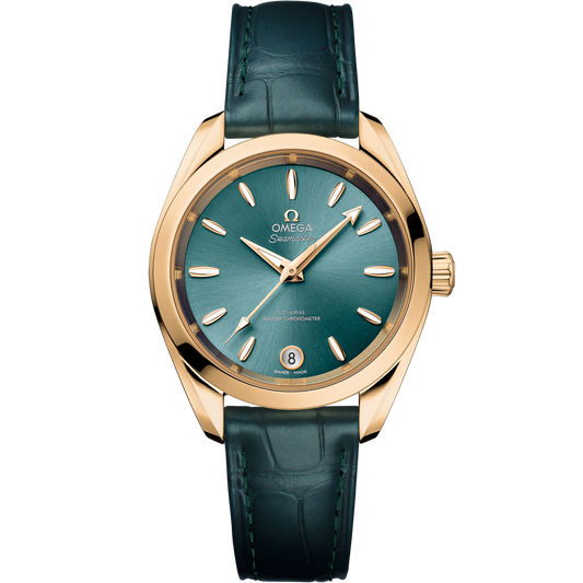 Seamaster Aqua Terra Shades 34 mm, Moonshine™ gold on leather strap - 220.53.34.20.10.001