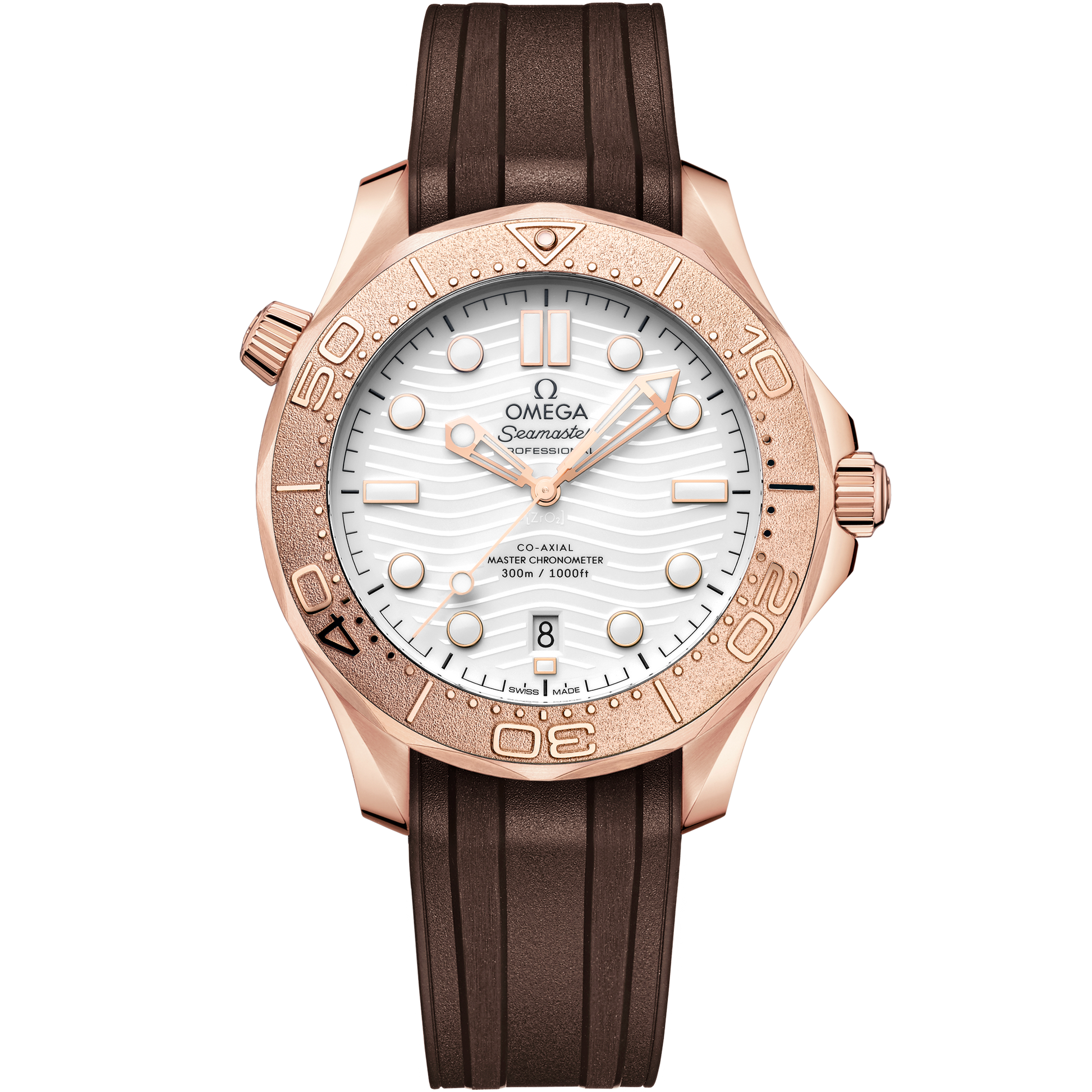 Seamaster Diver 300M 42 mm, Sedna™ gold on rubber strap - 210.52.42.20.04.001