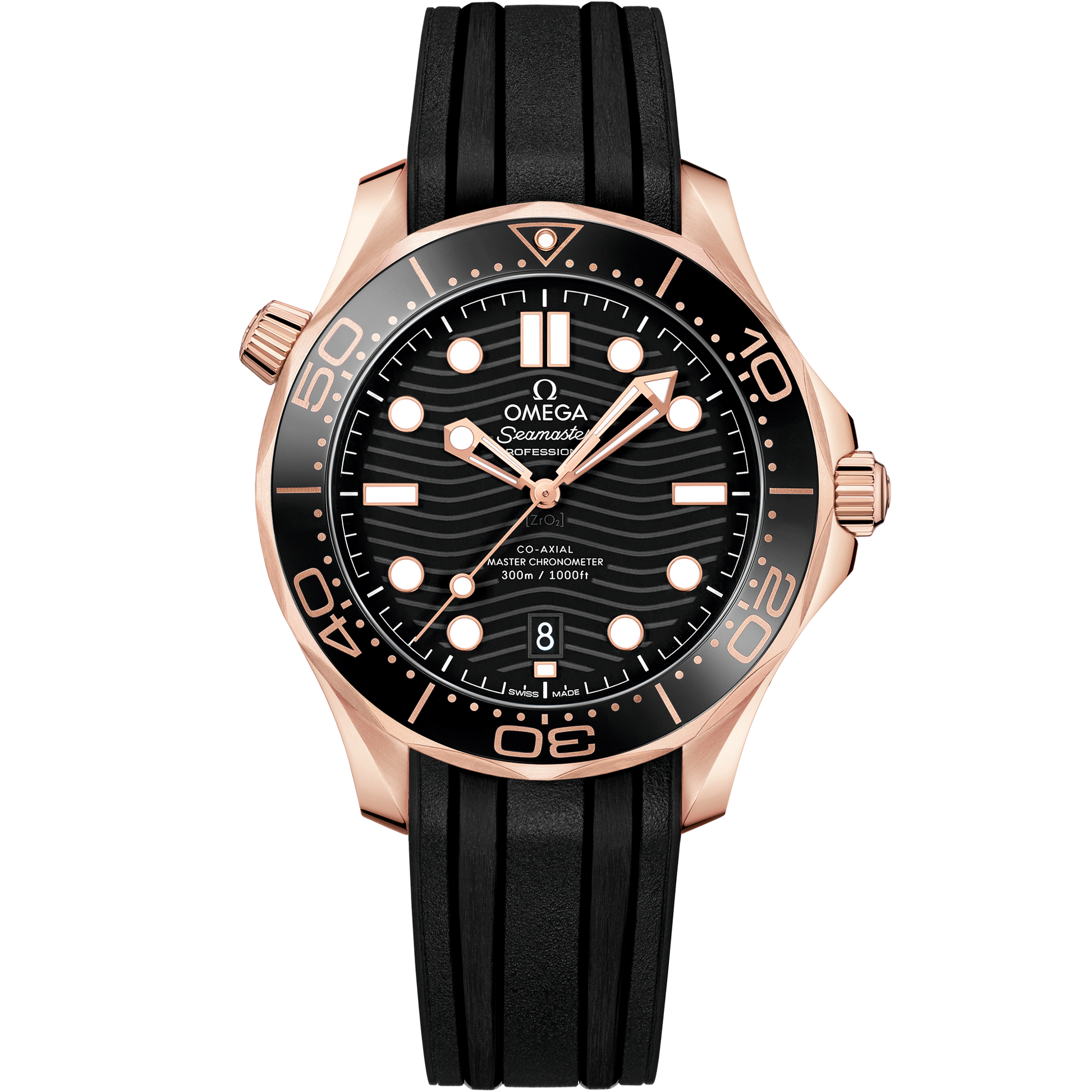 Seamaster Diver 300M 42 mm, Sedna™ gold on rubber strap - 210.62.42.20.01.002