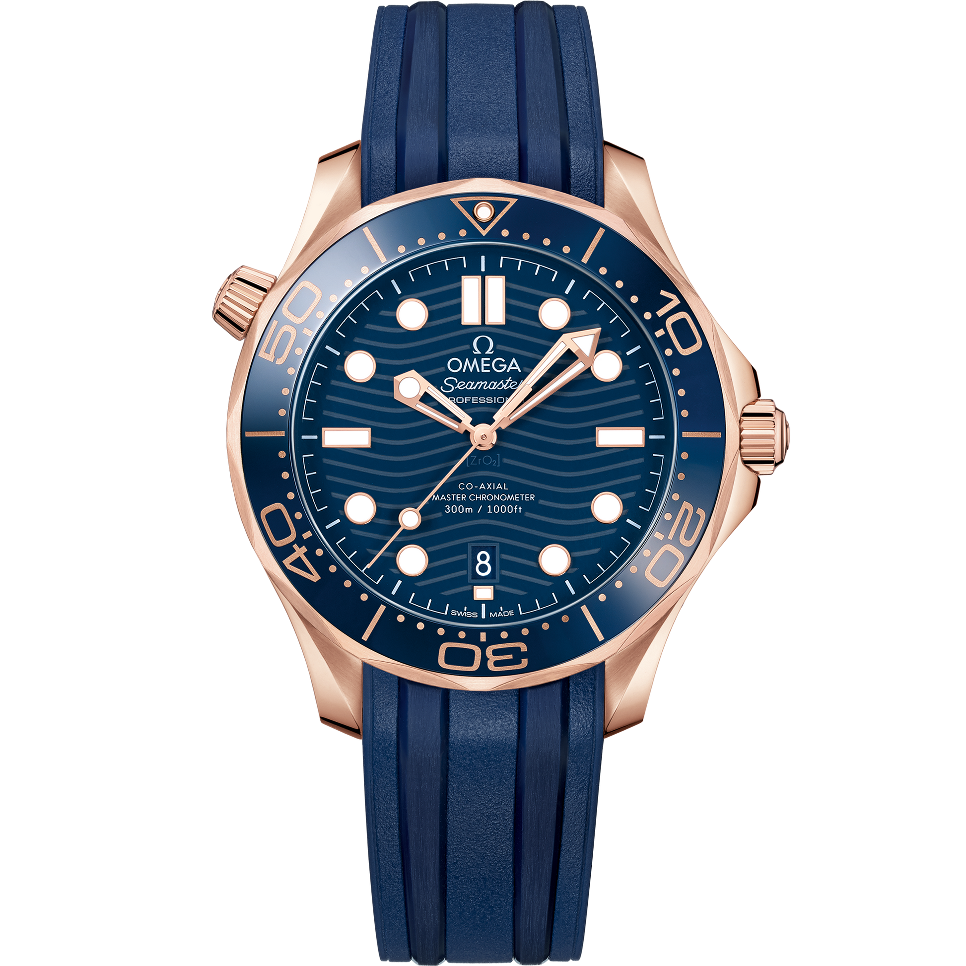 Seamaster Diver 300M 42 mm, Sedna™ gold on rubber strap - 210.62.42.20.03.001