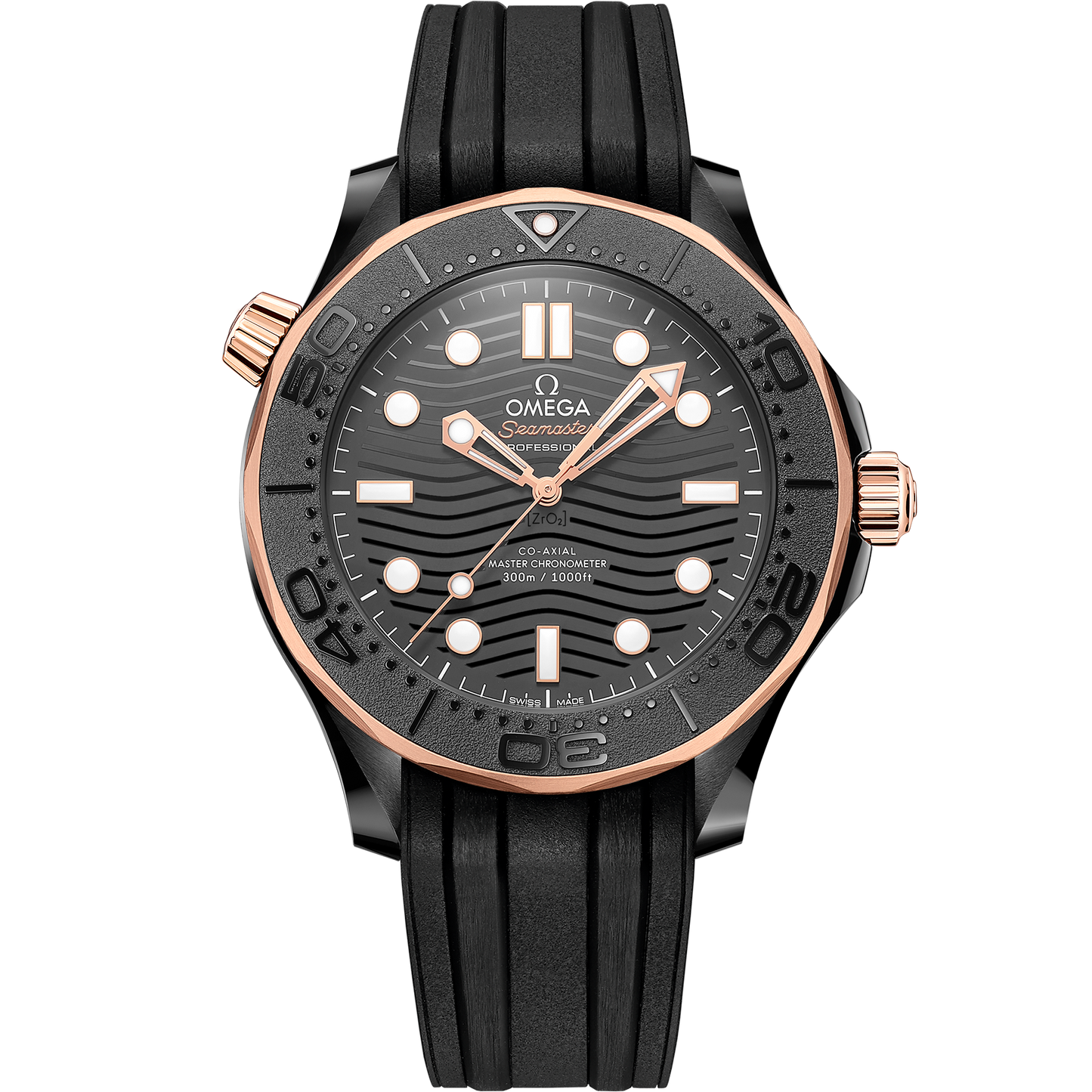 Seamaster Diver 300M 43.5 mm, black ceramic on rubber strap - 210.62.44.20.01.001
