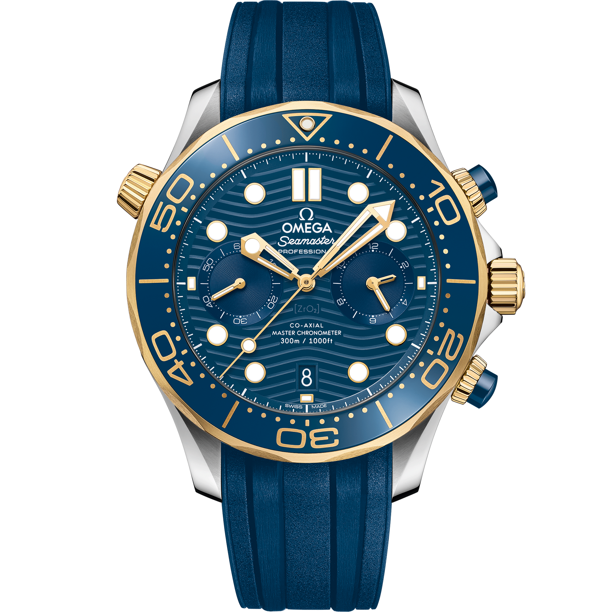 Seamaster Diver 300M 44 mm, steel - yellow gold on rubber strap - 210.22.44.51.03.001