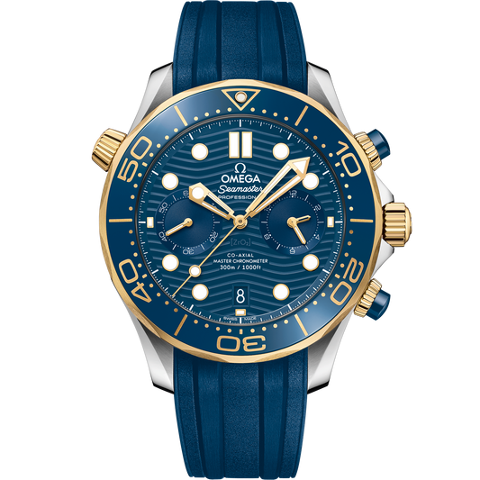 Seamaster Diver 300M 44 mm, steel - yellow gold on rubber strap - 210.22.44.51.03.001