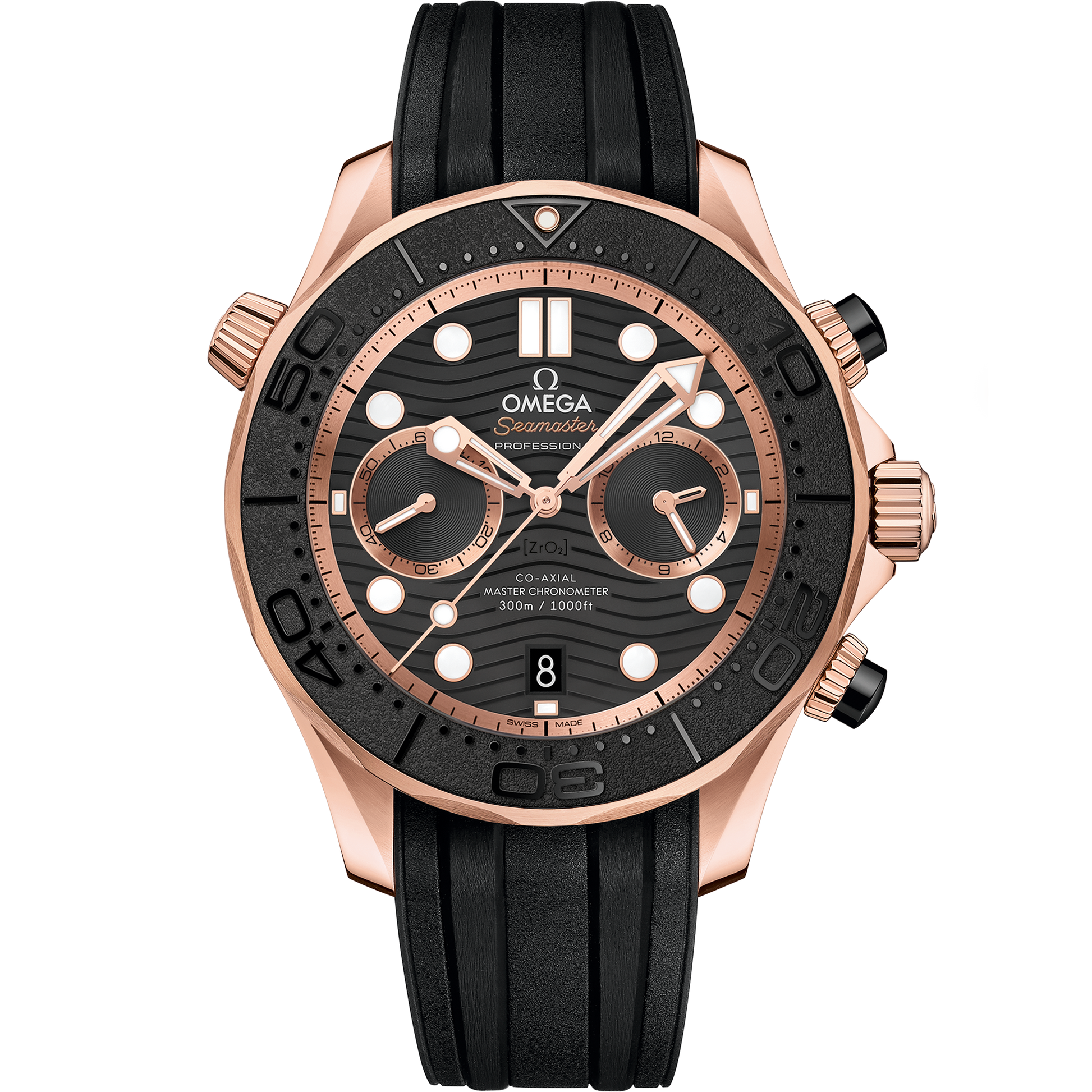 Seamaster Diver 300M 44 mm, Sedna™ gold on rubber strap - 210.62.44.51.01.001