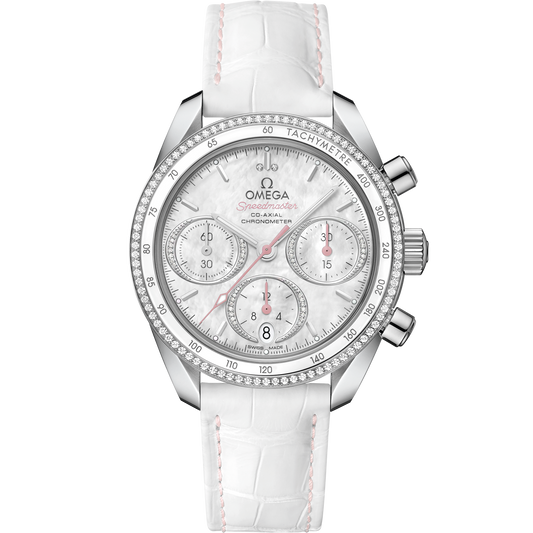 Speedmaster 38 mm, steel on leather strap - 324.38.38.50.55.001