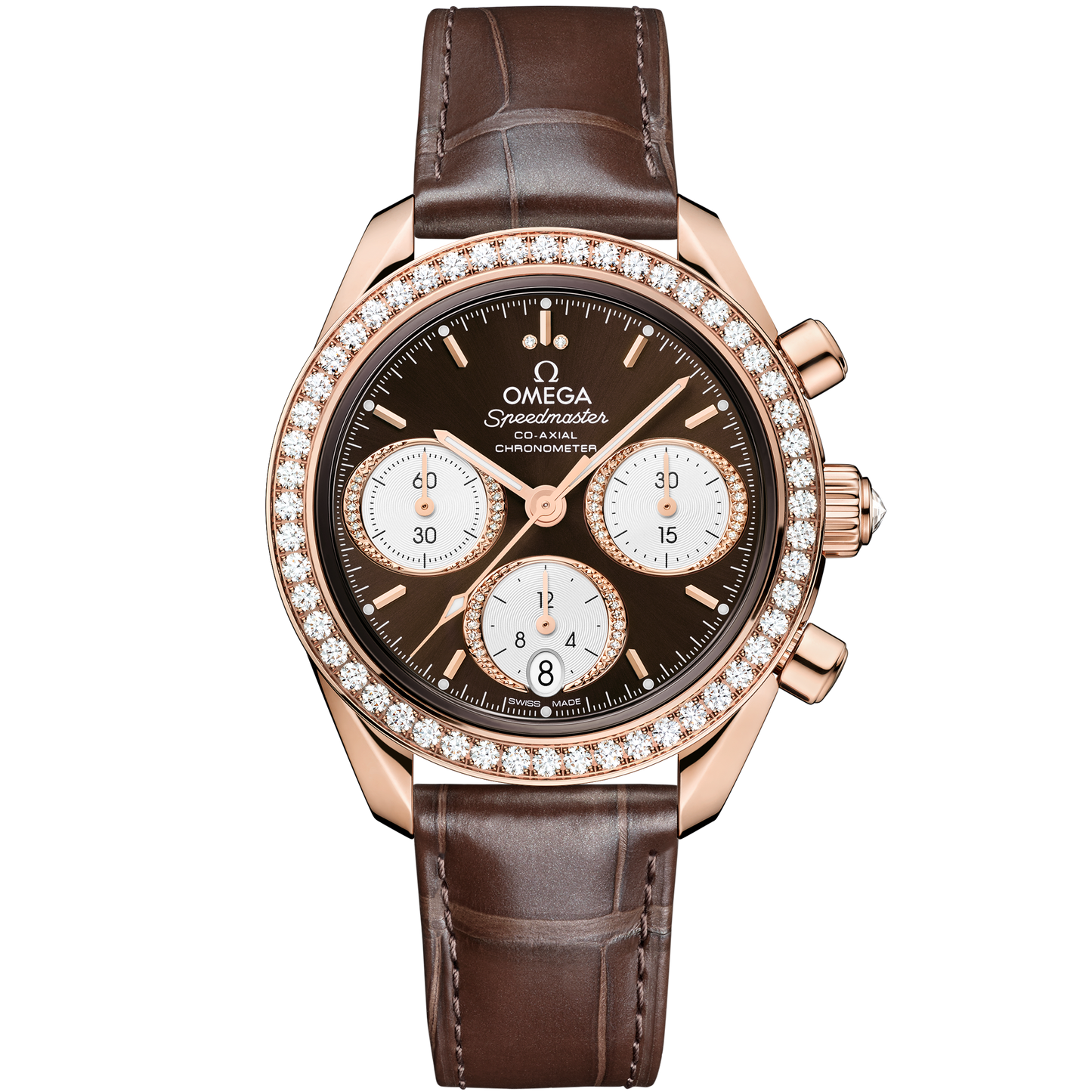 Speedmaster 38 mm, Sedna™ gold on alligator - 324.58.38.50.63.001