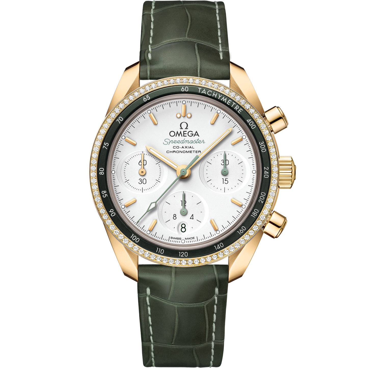 Speedmaster 38 mm, yellow gold on leather strap - 324.68.38.50.02.004
