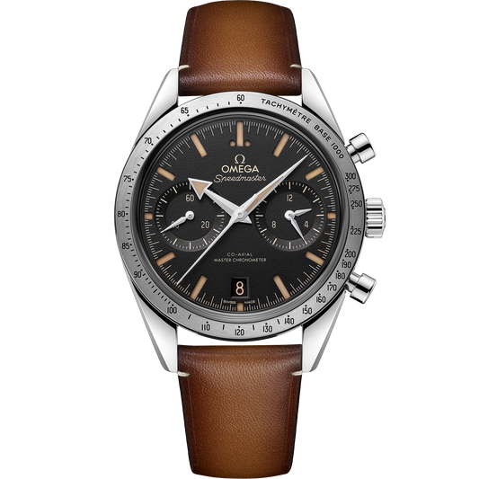 Speedmaster '57 40.5 mm, steel on leather strap - 332.12.41.51.01.001
