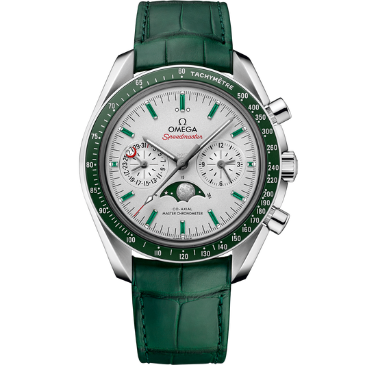 Speedmaster Moonphase 44.25 mm, platinum on leather strap - 304.93.44.52.99.003