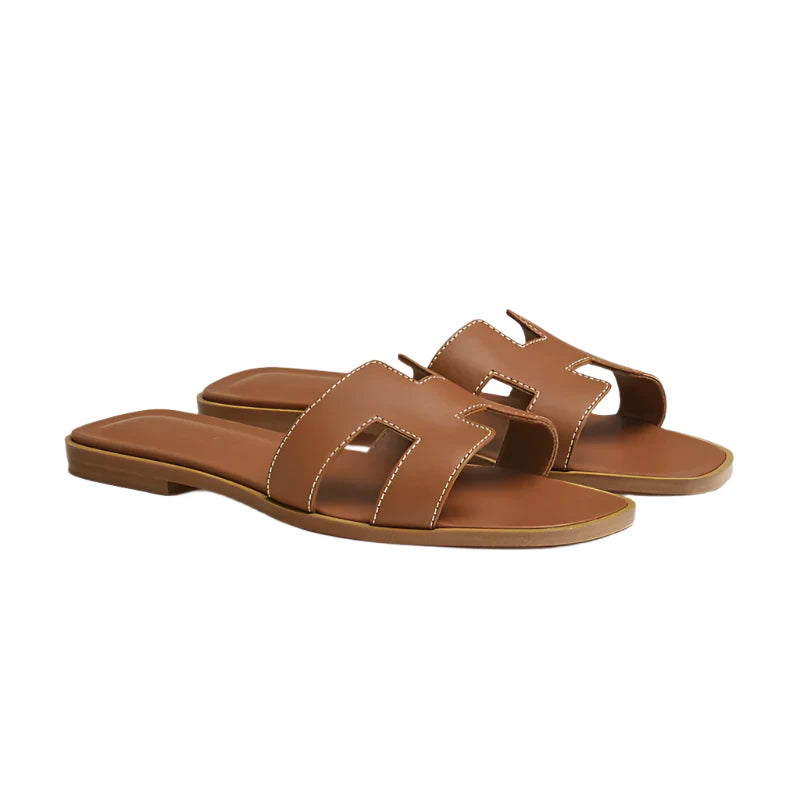 Hermès Oran Sandals — Embroidered Calfskin