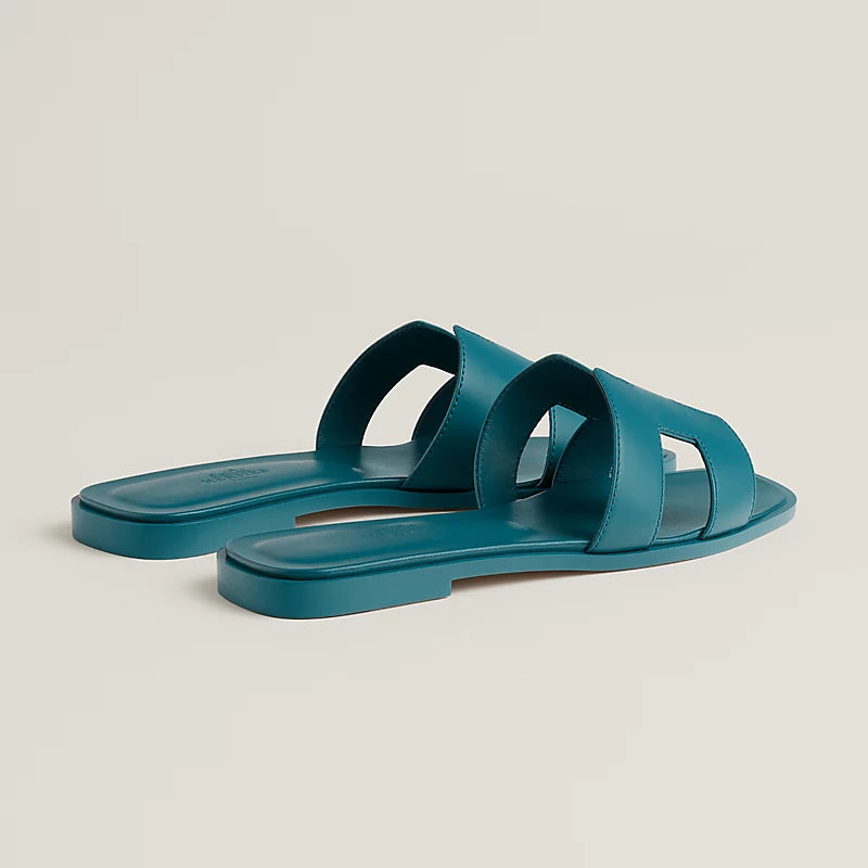 Hermès Oran Sandals – Iroise Blue Calfskin Signature - Zeuskicks