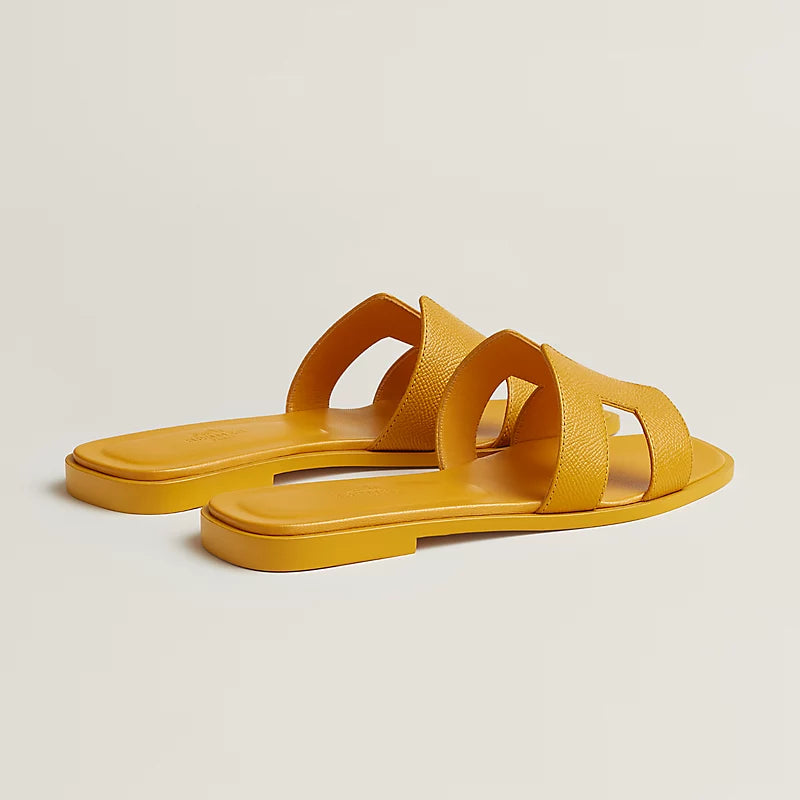 Hermès Oran Sandals – Topaz Yellow Epsom Calfskin - Zeuskicks