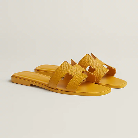 Hermès Oran Sandals – Topaz Yellow Epsom Calfskin - Zeuskicks