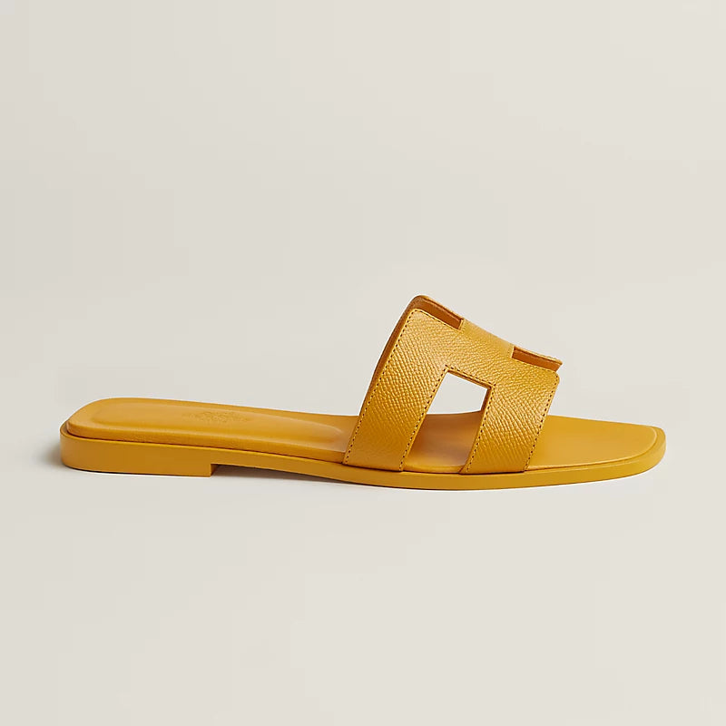Hermès Oran Sandals – Topaz Yellow Epsom Calfskin - Zeuskicks