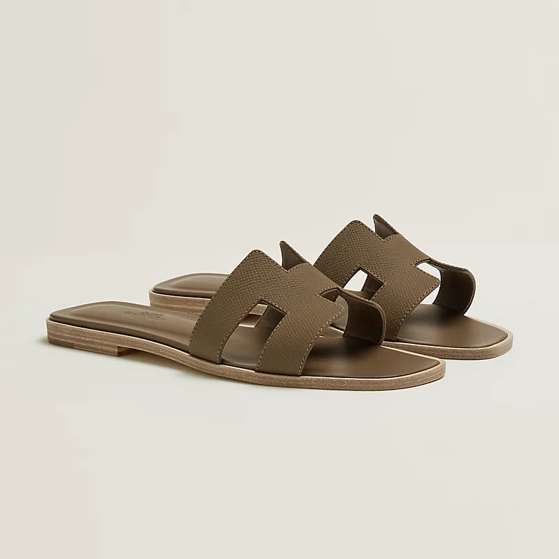 Hermès Oran Sandals – Etoupe Epsom Calfskin Elegance - Zeuskicks