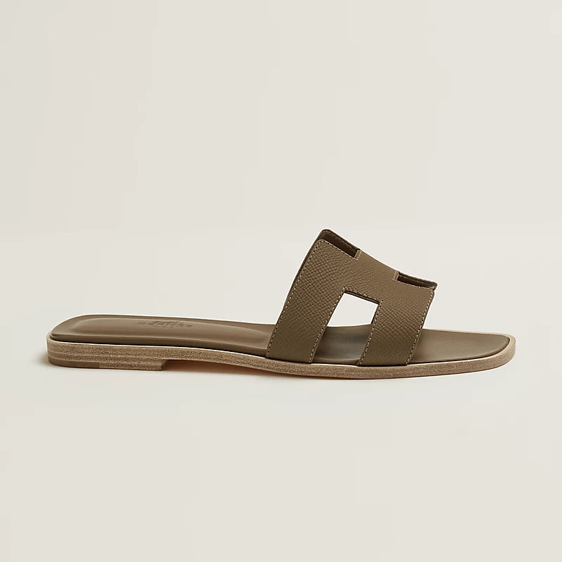 Hermès Oran Sandals – Etoupe Epsom Calfskin Elegance - Zeuskicks