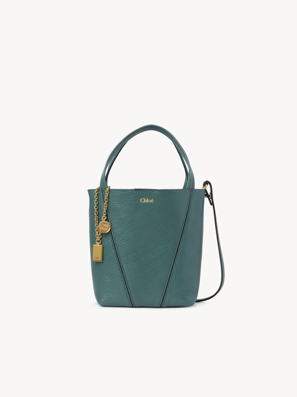 CHLOE Small Chloé Spin tote bag in grained leather Tornado Blue by CHLOE