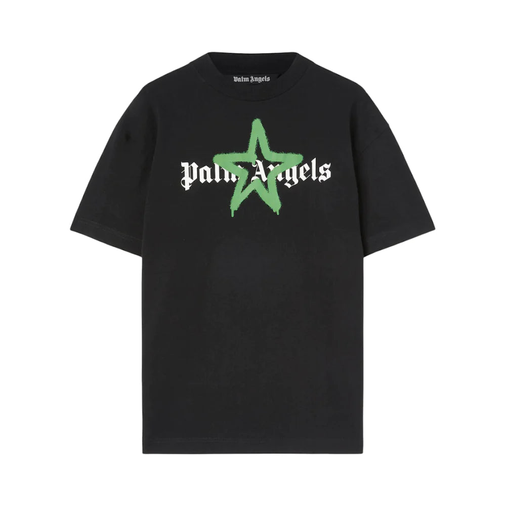 PALM ANGELS STAR SPRAYED T-SHIRT BLACK/GREEN