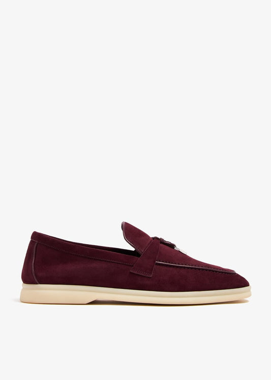 Loro Piana Summer Charms Walk Loafers – Burgundy Suede Edition