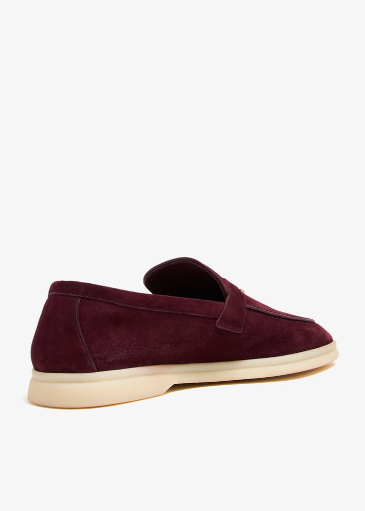 Loro Piana Summer Charms Walk Loafers – Burgundy Suede Edition