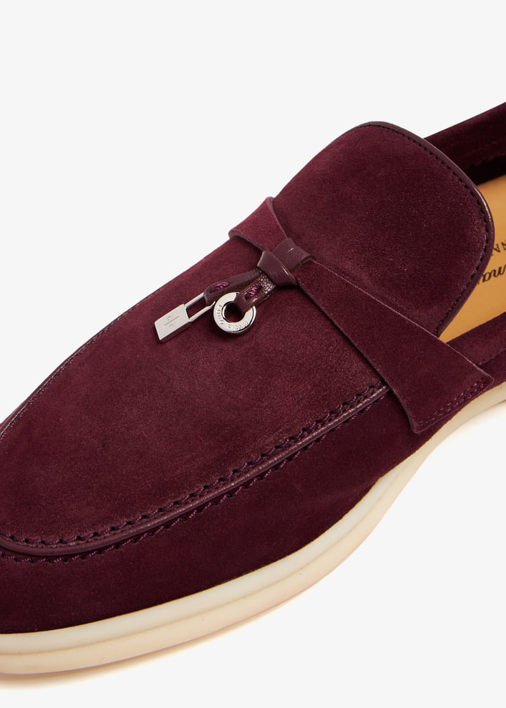Loro Piana Summer Charms Walk Loafers – Burgundy Suede Edition