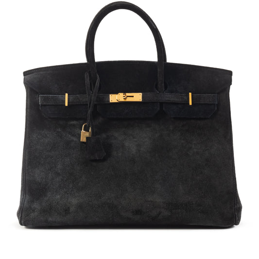 Hermès Vintage Birkin 40 – Bleu Nuit Doblis Suede with Gold Hardware (1988) - Zeuskicks