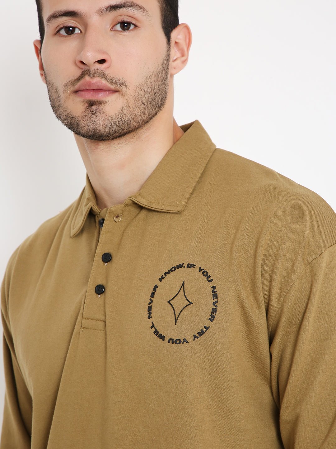 Oversized Polo T-shirt - (Pirate Brown) by Instinct First